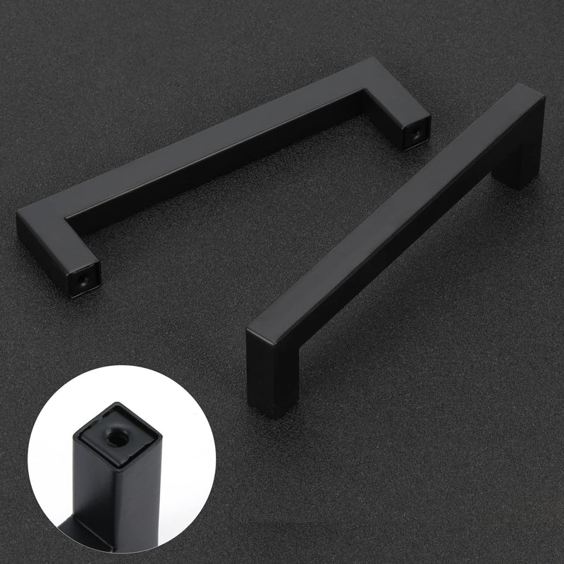Cabinet Pulls Matte Black Cabinet Handles Square Drawer Pulls, 5 Pack 8-4/5 Inch Stainless Steel Kitchen Door Cupboard Cabinet Handles, Drawer Hardware Handles, 224mm Hole Centers 1 8-4/5 inch Hole Centers(224mm)