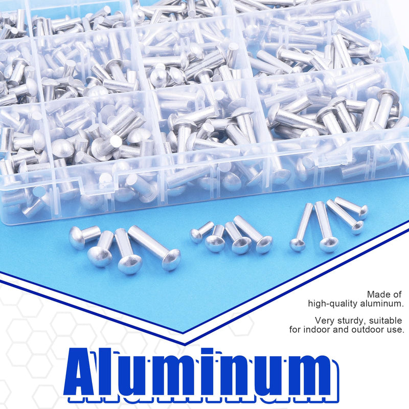 [Australia - AusPower] - Glarks 300Pcs M4 M5 M6 Aluminum Brazier Head Solid Rivets Length 13mm 14mm 20mm 25mm High-Strength Solid Brazier Rivets Fasteners for Metal Joining and Repair G-3147 
