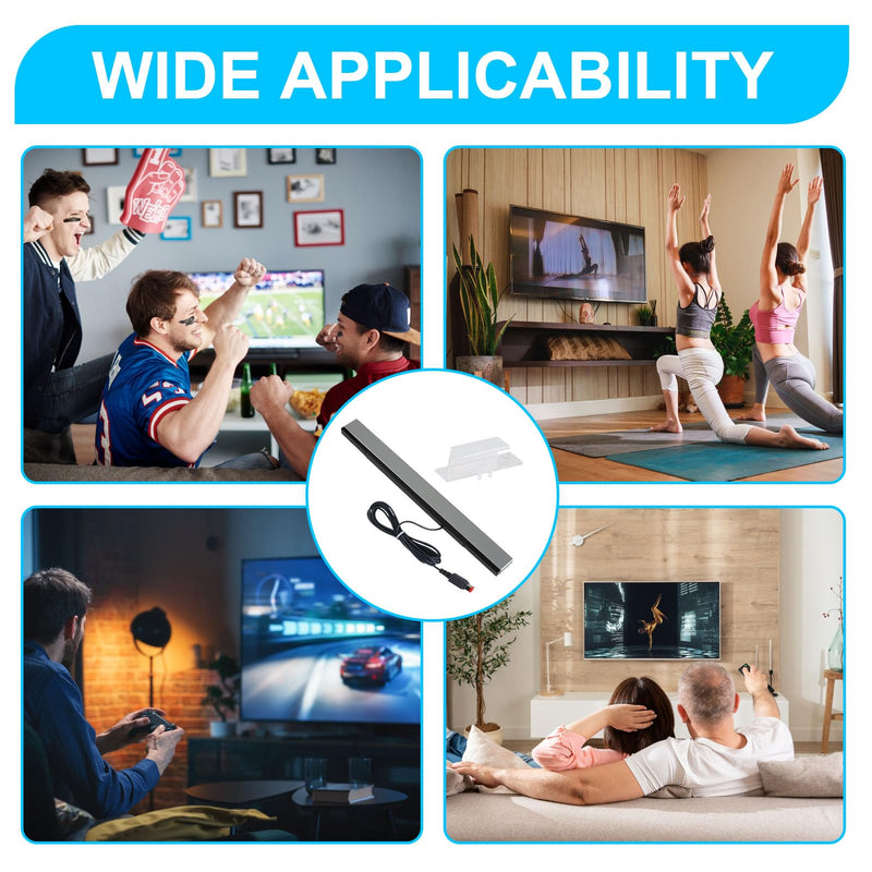 Sensor Strip for Wii, Wired Infrared Sensor Bar for Wii U, Compatible with Nintendo Wii & Wii U, with 2M USB Port and Stand, Plug and Play