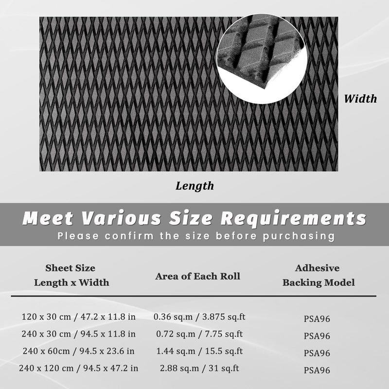 KXKZREN Camo Boat Flooring EVA Foam 47.2"/23.6"x94.4" Self-Adhesive Camouflage Decking Floor Sheet Marine Traction Pad Boat Mat for Kayak Yacht Fishing Cooler Top Dark Grey 11.8 x 94.4 inch, 7.75 sq.ft