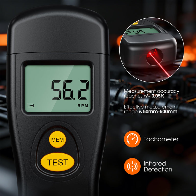 [Australia - AusPower] - Digital Tachometer, Noncontact Laser Photo Sensor with 30 to 99,999 RPM Accuracy, RPM Gauge Meter 