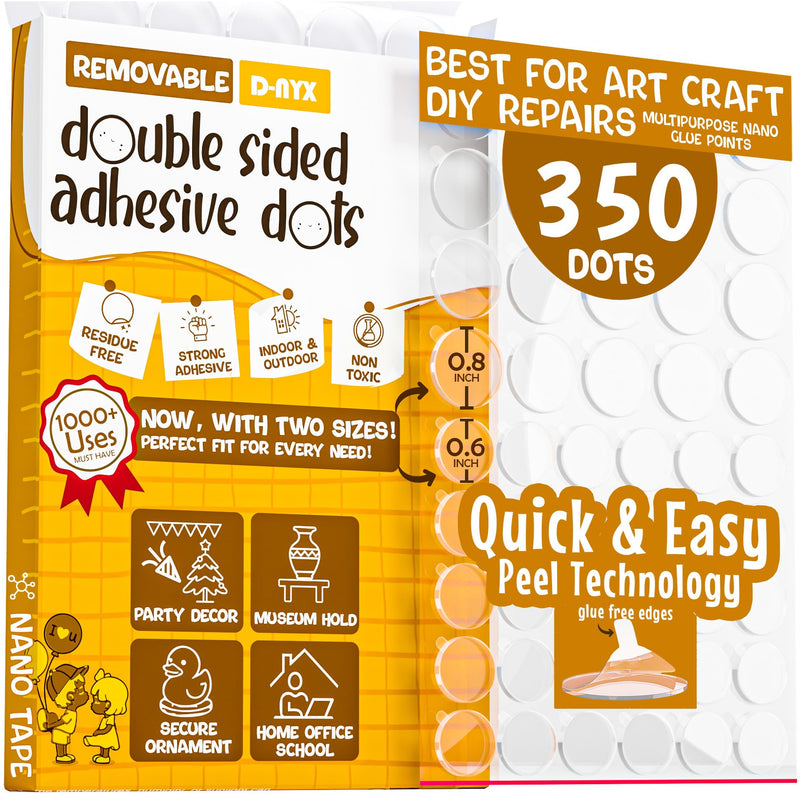 Double Sided Tape Adhesive Dots Stickers 280, 350, 450, 550 or 700 Pack Removable Putty No Trace Clear Sticky Tac Blue Sticky Tack Balloon Tassels Picture Hanging Strips (350 Sticky Dots) 350 Sticky Dots