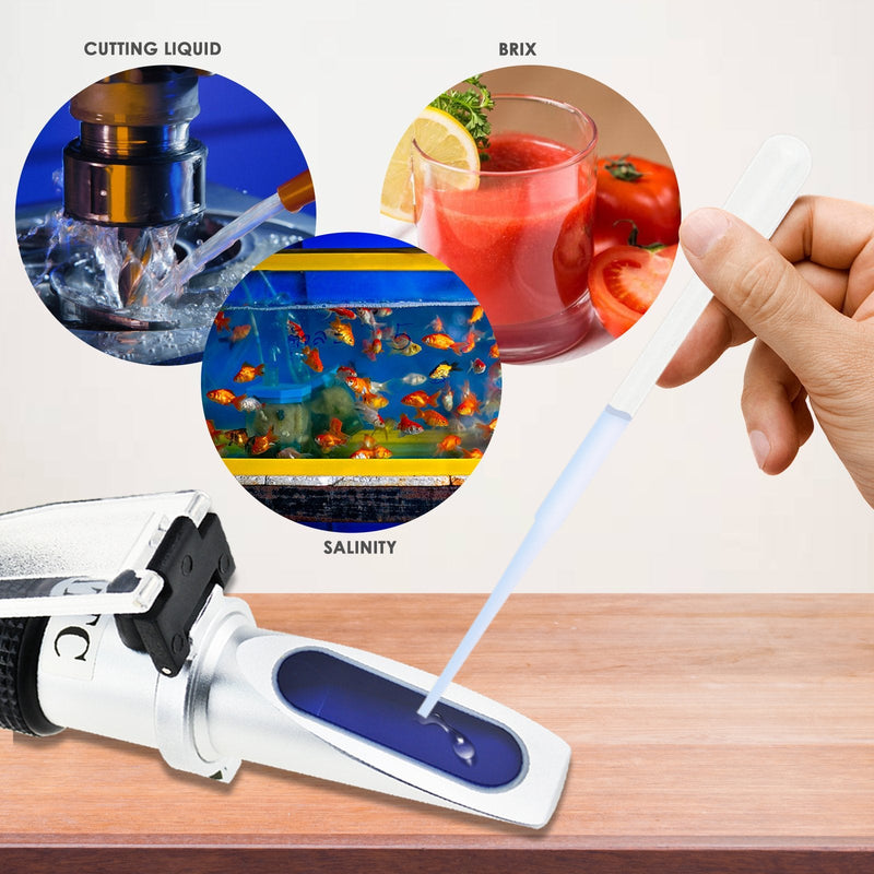 [Australia - AusPower] - Tri-Scale Refractometer ATC Brix 0-10%/ Salinity 0-100PPT/ Specific Gravity 1.000-1.070, for Saltwater Brackish Marine Reef Tank Salt Sea Water Hydroponic Aquarium Control Monitoring 