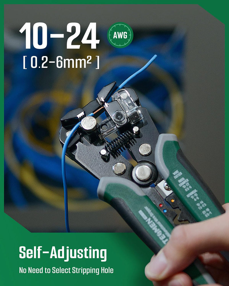 [Australia - AusPower] - TESMEN TN-213 Non-Contact Voltage Tester, TWS-322 Wire Stripper and TM-510 Digital Multimeter - AC/DC Voltage, Resistance, Continuity, NCV & Wire Handling Combo 