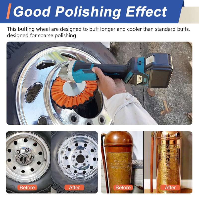 10" 16 Plys Orange Airway Buffing Wheel, 5/8'' Arbor Hole, Medium Cut for Angle Grinder, High-Efficiency for Aluminum, Stainless Steel & Chrome 1 pcs Medium 1pcs