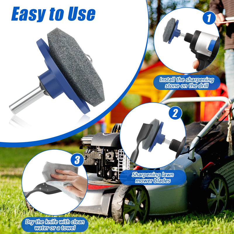 [Australia - AusPower] - 4+1PCS Lawn Mower Blade Sharpener, Universal Lawnmower Blade Sharpener Mower Sharpening Stone with 1PCS Balance Tool for Hand Drill/Power Drill Single layer 