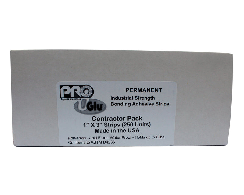 Pro Tapes U-Gl Uglu U 1" X 3" Adhesive Adheisive Strip, Clear, UGLU900