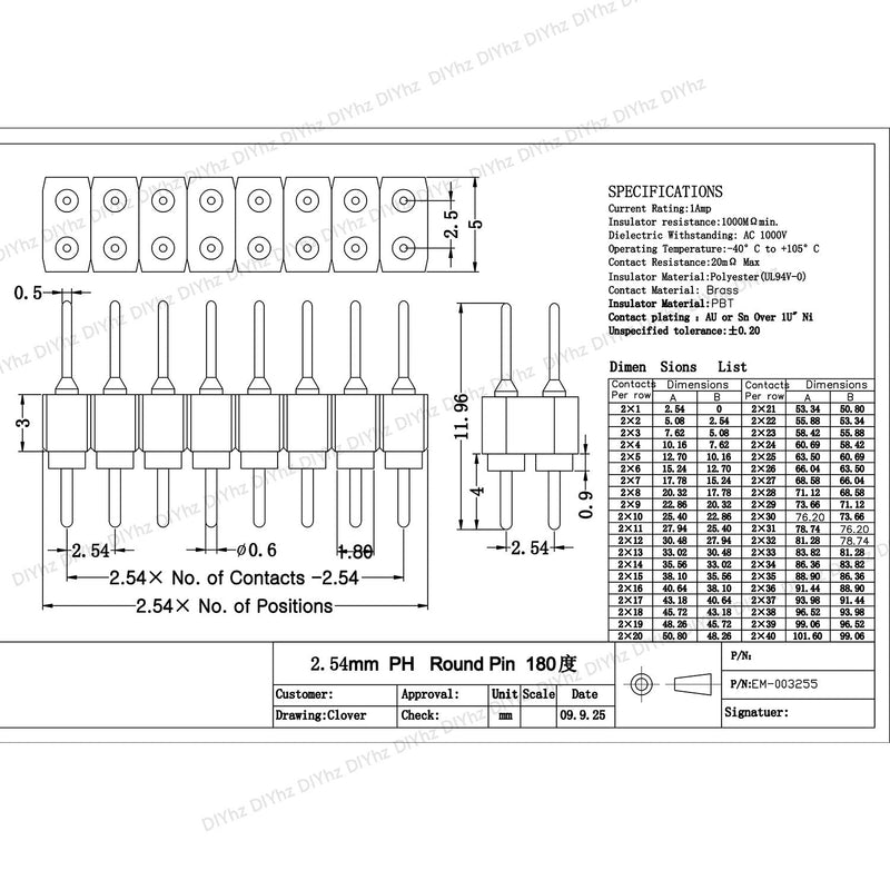 [Australia - AusPower] - Male and Female Pin Header (2pair) Gold Plated (ROHS) Double Row Round Pin 240 40P Straight Needle PCB Pin Header 2.54 mm Male Pin Header Connector Gold for Computer and breadboard 
