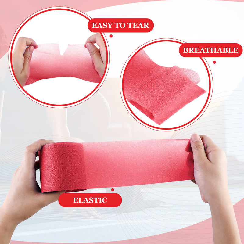 Nuanchu 30 Yards Pre-wrap Athletic Tape Pre Wrap Athletic Foam Underwrap Tape Foam Underwrap Bandage for Hair Soccer Sports Wrists Elbows Knees Ankles 2.76 Inches(Red) Red