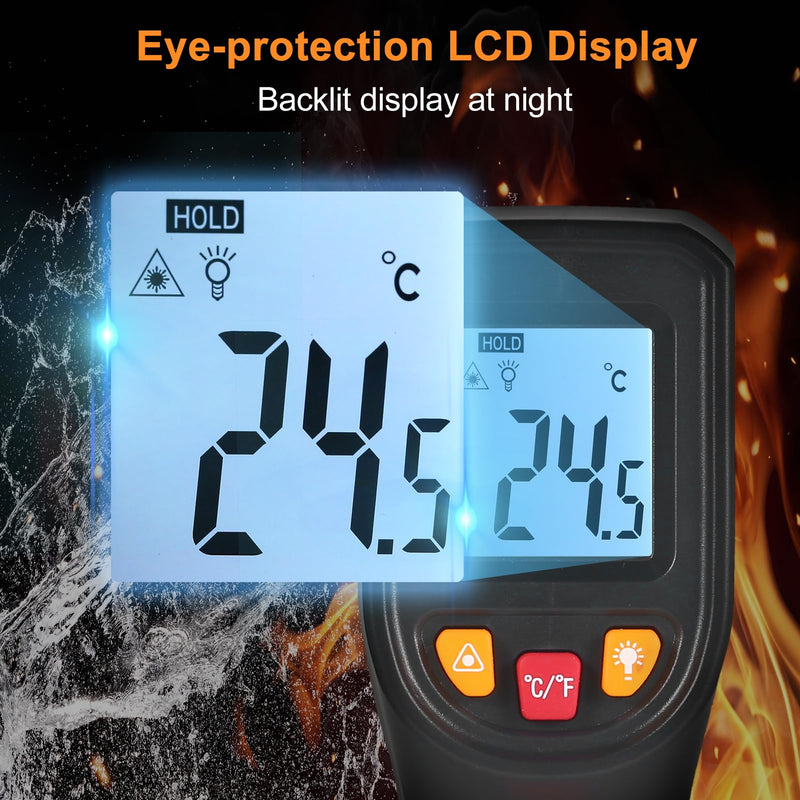 [Australia - AusPower] - Thermometer NJTY Infrared Thermometer Non-Contact Digital Gun -50°C~600°C (-58°F~1112°F) IR Thermometer for Industrial, Kitchen Cooking, Automotive, Not for Human Body Temp 