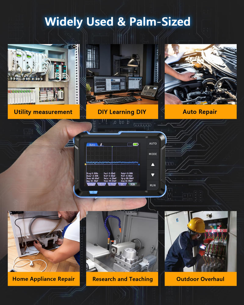 [Australia - AusPower] - DSO153 Oscilloscope, Portable Car Oscilloscope, 5MS/s High Sample Rate, 1M Bandwidth, Digital Handheld Oscilloscope with 0-10KHz Signal Generator, 14 Waveforms, Automatic Shut-Off, P6100 Probe Head DSO153 