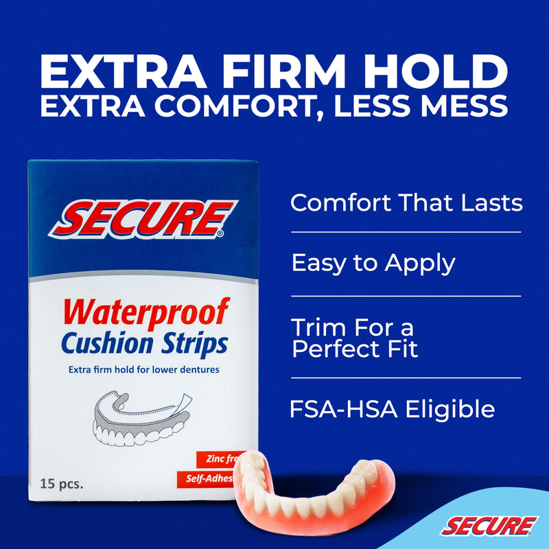Secure Denture Adhesive Strips - 15 Strips