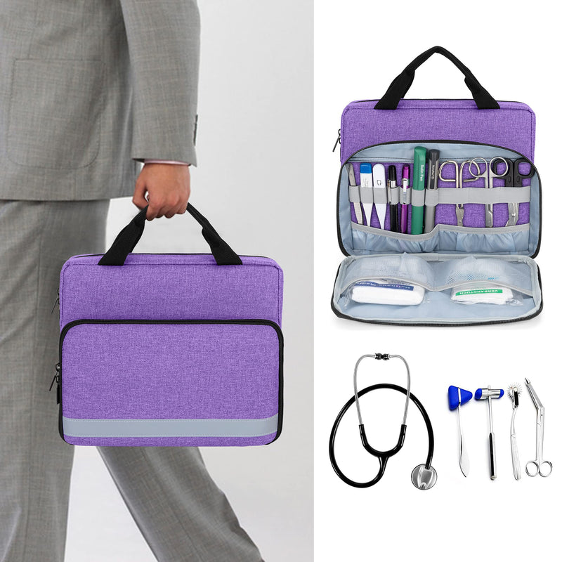 Trunab Bag for Two Stethoscopes Compatible with 3MLittmann/MDF/ADC | Small First Aid Bag for Nurses, Doctors or Nursing Students, Bag Only - Purple