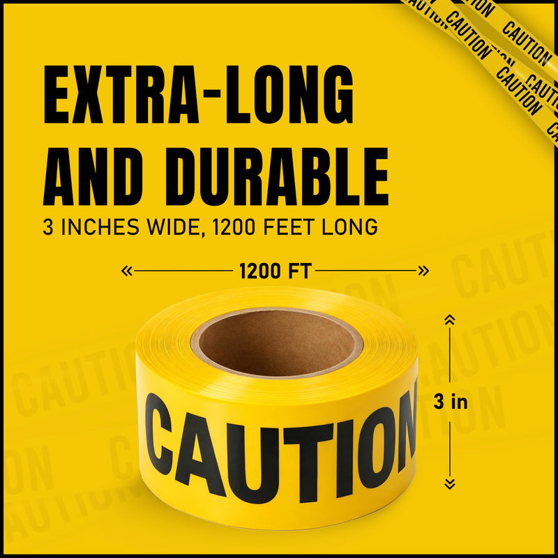 3in X 1200ft Yellow Caution Tape Roll Bulk, Caution Tape Party Decorations, Yellow Tape Halloween Decoration, Caution Roll for Construction, Hazardous Areas
