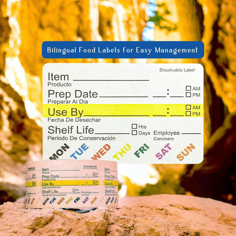 InStockLabels Dissolvable Food Labels, Adhesive Stickers - 2” x 3” (100Pk) - Rotation Food Labels for Kitchen & Restaurant Supplies - Jar Labels & Food Sticker Labels for Food Containers