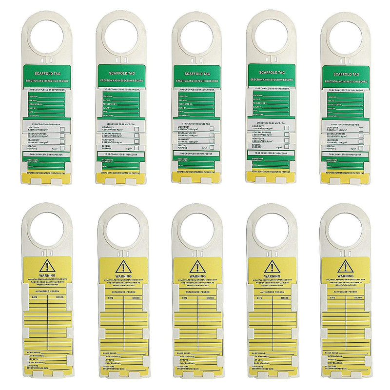 Scaffold Status Holder and Tags, 10 Holder, 10 Scaffold Tags, 11-3/4" Height, 3-1/2" Width (Set of 10)