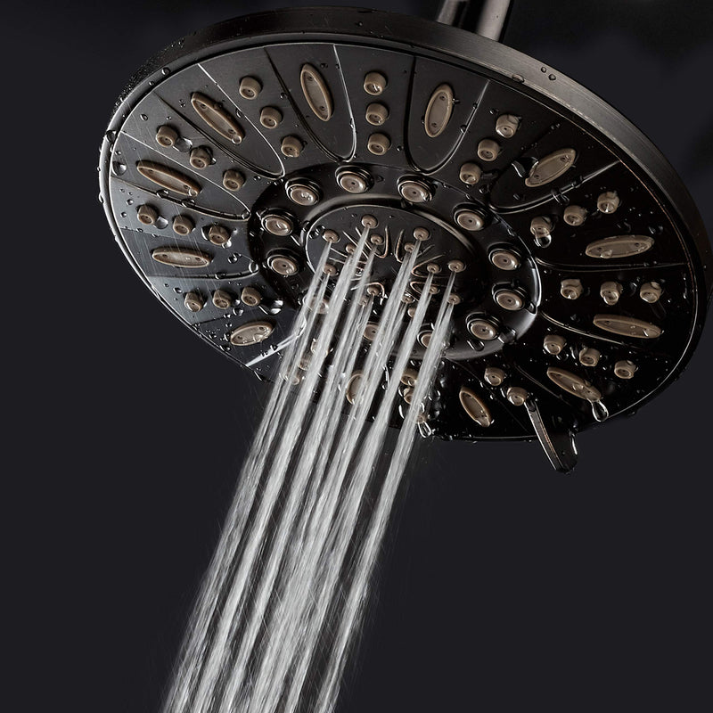 AquaDance OIL RUBBED BRONZE High Pressure 6-Setting 7" Rain Shower Head – Angle Adjustable, Anti-Clog Showerhead Jets, Tool-Free Installation - USA Standard Certified - U.S. Brand 2.5 Gallons Per Minute