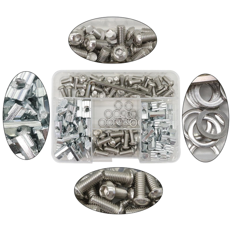 [Australia - AusPower] - 140Pcs 1010 Aluminum Extrusion M6 Hardware T Slot Nut and Bolt Screw, 40Pcs M6x12, 20Pcs M6x14 and Washers, 60Pcs 10 Series Extruded T Slide Nut for 1010 1020 2525 Extrusion Accessories 