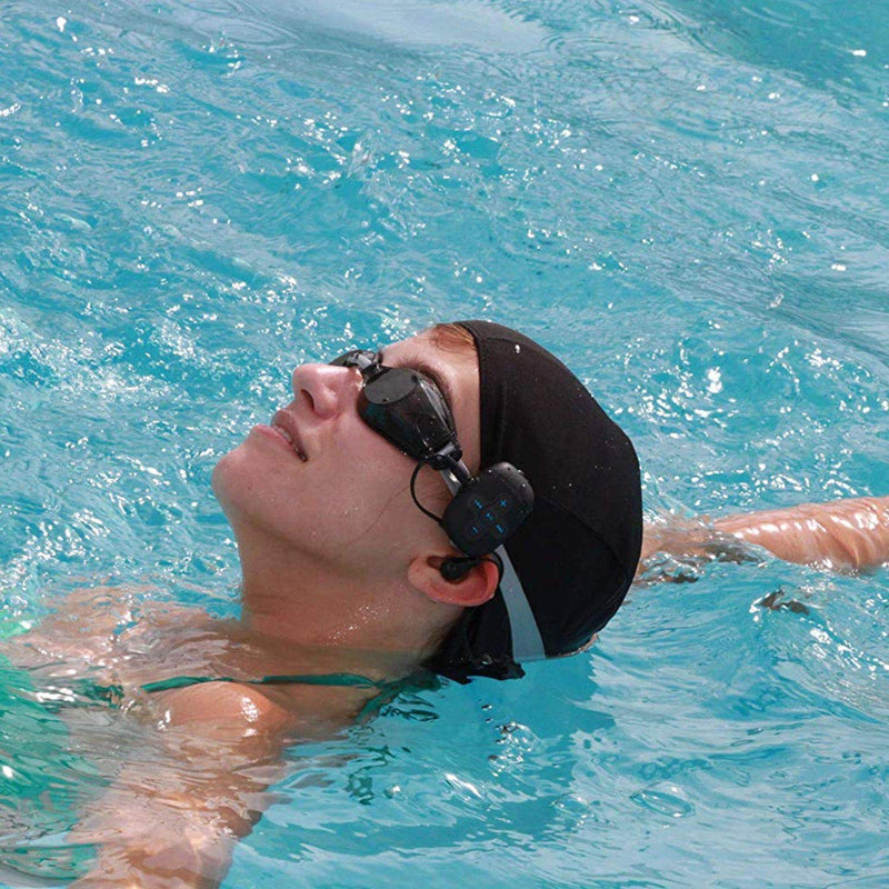 [Australia - AusPower] - Waterproof MP3 Player for Swimming and Running, Underwater Headphones with Short Cord, Shuffle Feature Black 