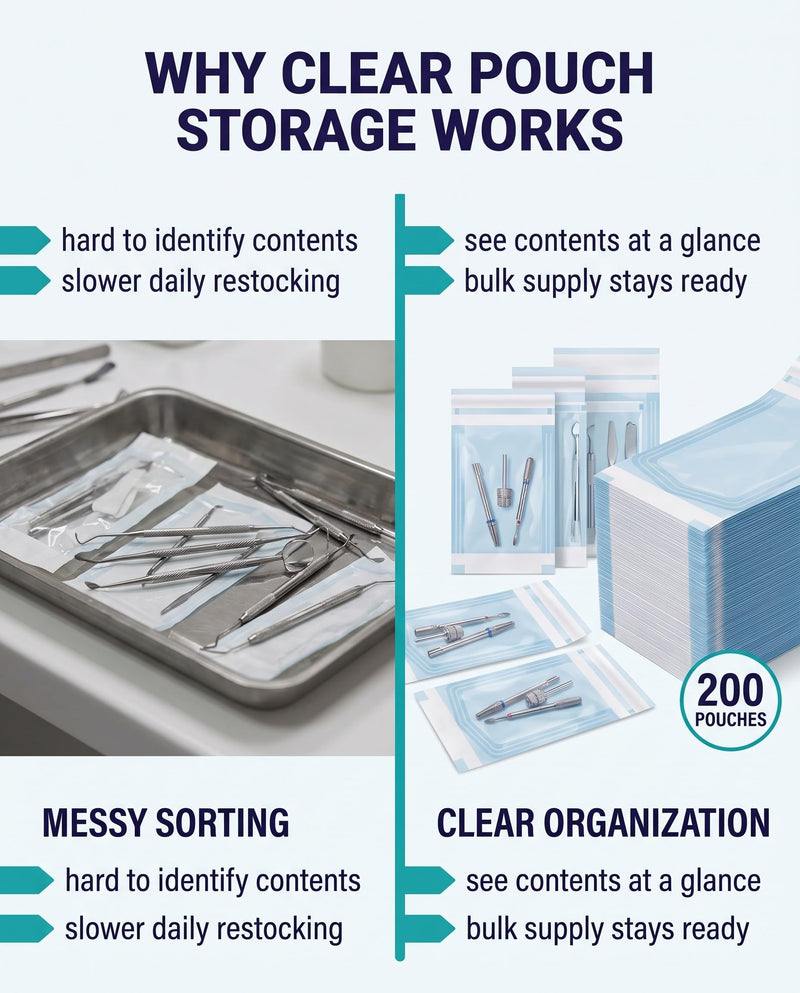 YUZNA 200x Disposable Sterilization Bags with SK Closure, 57x130mm, Self-Adhesive, Sterilization Bags for Autoclaves