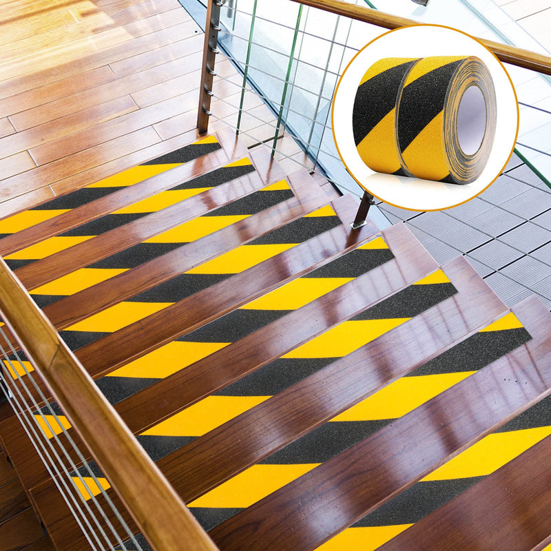 BOMEI PACK Anti Slip Traction Tape,2 Inch x 33 Ft,Heavy Duty Non Slip Tape,Grip Tape for Stairs, Tread Step, Indoor & Outdoor Use,Waterproof Stairs Non Skid Treads (Yellow and Black) Yellow and Black