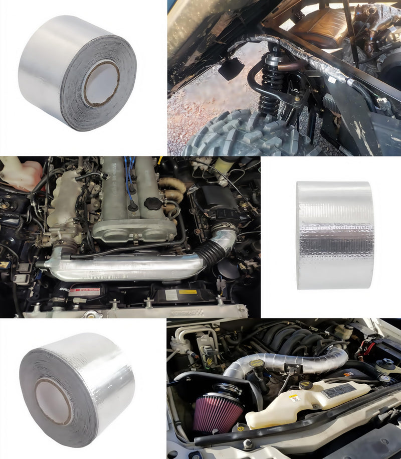 [Australia - AusPower] - 2 Rolls Fireproof Self-Adhesive Heat Shield Tape, 1.5 inch x 29.5FT Fiberglass Heat Resistant Tape High Temperature Reflective Silver Foil Tape Tear-Resistant for Automotive, HVAC, and Industrial Use 