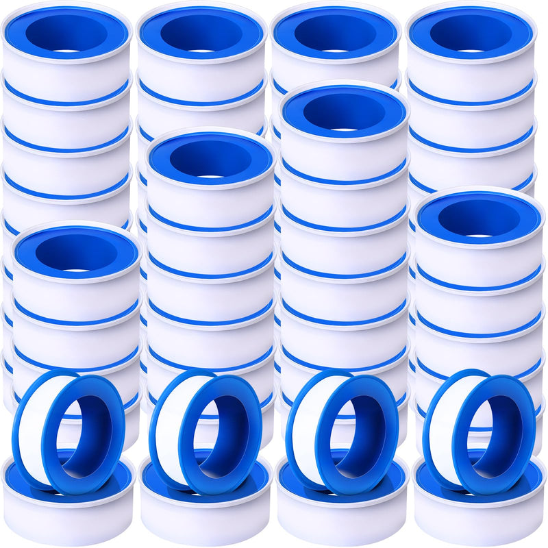 Pushglossy 100 Rolls PTFE Tape 1/2 x 520 Inches Plumbers Waterproof Sealant Plumbing Tape for Shower Head Repairing Water Pipe Sealing (White) White