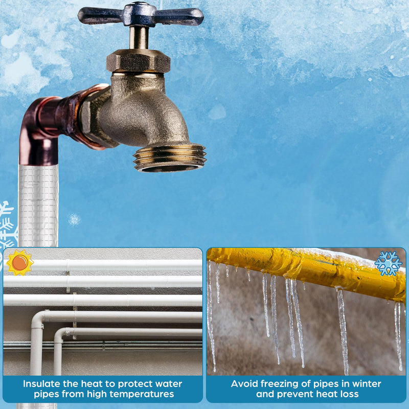 Tondiamo 8 Pcs 3 ft Pipe Insulation Foam Tube Self Adhesive Insulation Foam Wrap with Aluminum Foil Tape Water Tubing Cover for Outdoor Winter Irrigation, Spigot, Sprinkler Protection(3/4 Inch) 3/4 Inch