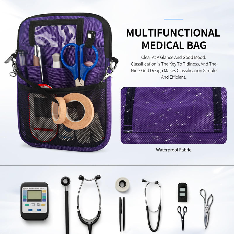 [Australia - AusPower] - Nurse Fanny Pack for Women with Stethoscope Holder - Medical Fanny Pack and Pouch Organizer, Small Utility Waist Bag for Nursing Tools and Supplies, Ideal Nurse Belt bag (Purple) Purple 