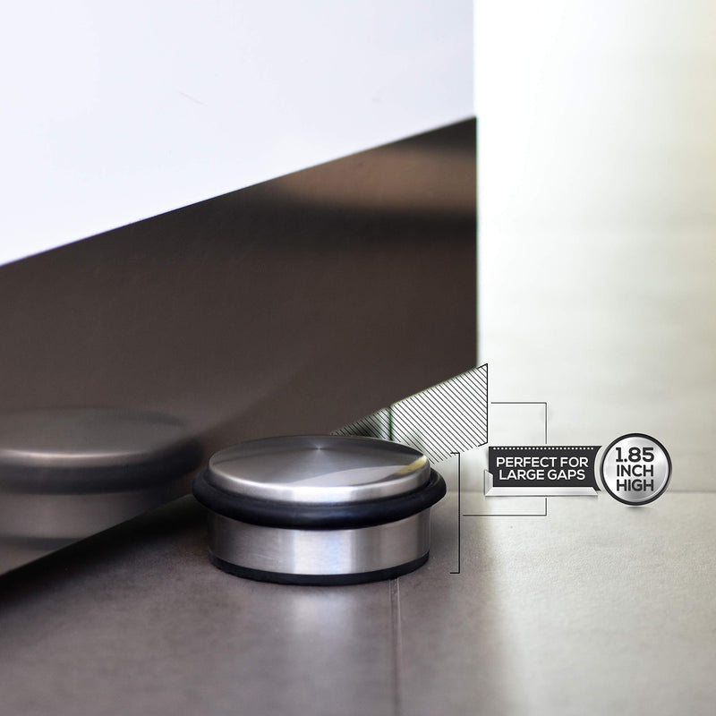 Stainless Steel Door Stopper (3 Pack) 4"x1.85"– Premium SofiHome Top Durability Door Stops with Silica Gel Treads – Stylish Decorative Heavy Duty Door Stop for Floor & Wall Safety