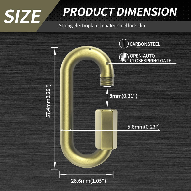 [Australia - AusPower] - 2.3" Chain Quick Links, 5 Pcs 1/4" Marine Grade Screw Chain Links, Large Opening Chain Connector Chain Coupler, 900 Lbs Capacity 2.3 Inch, 5 Pack 