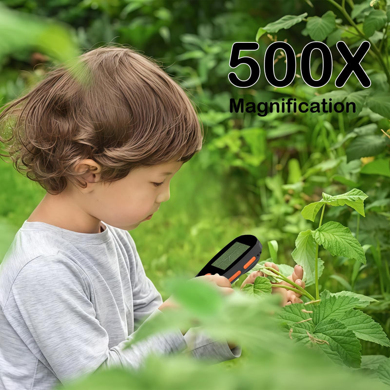 [Australia - AusPower] - Handheld Digital Microscope with 2.0 Inch IPS Color Screen, Portable Magnifying Glass for Kids, 400x Magnification, 8 Adjustable 3-Level LED Lights, USB Compatible with PC Windows and Mac OS 