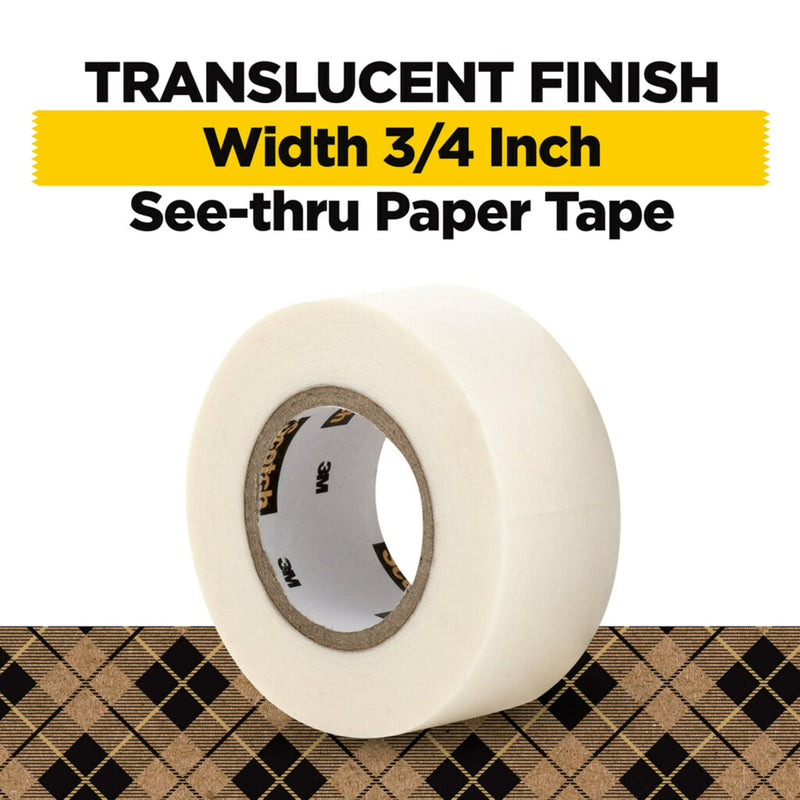 Scotch Paper Tape, Writable, Translucent, Recyclable Packaging, 3/4 in x 600 in, 2 Rolls
