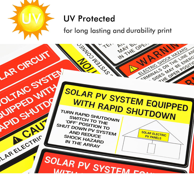 Photovoltaic Solar System Installer Label Kit | 2020 | 2017 Code | Electrical Panel Safety Stickers | PV Power Source Warning Set | Caution Solar Circuit | Outdoor Durability (48 Pack)