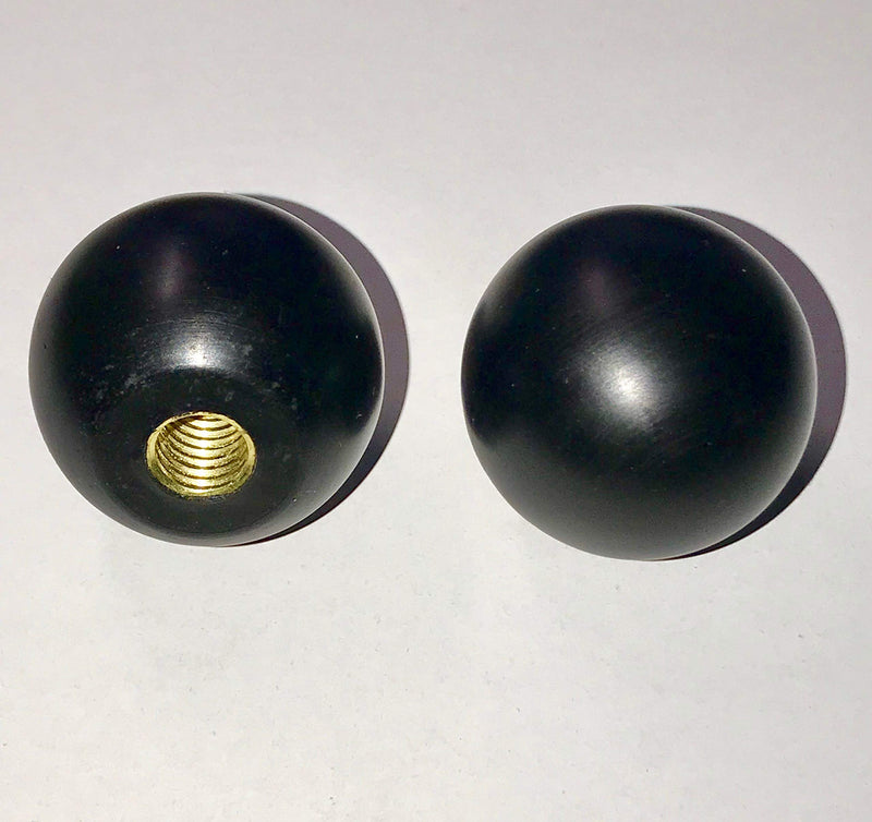 [Australia - AusPower] - SBDs Black Phenolic ABS Plastic Ball Knob Female | 3/8"- 16 Thread Pitch 15/16" depth 1-3/8" Diameter, 1-1/2" Height w/Brass coated metal Insert Heavy Duty 1.02 Oz 