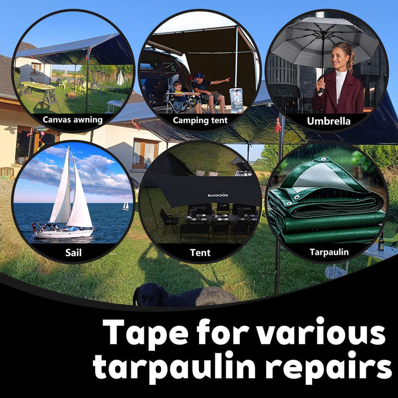 Black Awning Repair Tape,4INx25FT,Waterproof Repair Tape for Fabric,RV Awning,Tarp,Tent,Tarp,Tent,Sail,Underbelly,Boat Cover,Canvas,Outdoor Repair Patch,UVproof,Heavy Duty 4INX25FT