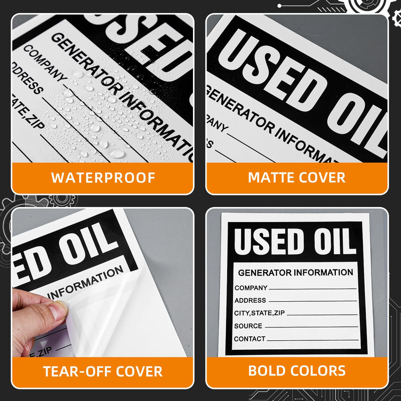 [Australia - AusPower] - Harloon 100 Pack Adhesive-Poly Vinyl Hazardous Waste Label 6 x 6 Inches Used Oil Label, Black and White Hazardous Material Stickers for Industrial, Chemical Safety Compliance(Information Style) Information Style 