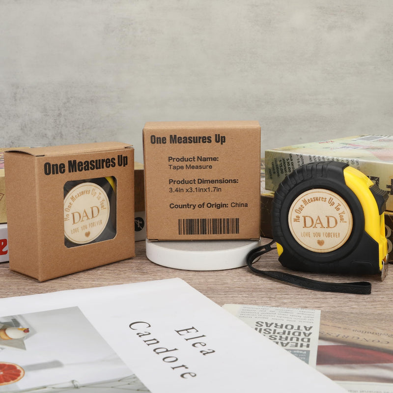 [Australia - AusPower] - One Measures Up Gifts for Dad, Dad Gifts from Son Daughter, Fathers Day Birthday Christmas Gifts for Dad, Tool Gifts Woodworker Carpenter Gifts, No One Measures Up to You, Engraved Tape Measure 25 FT 