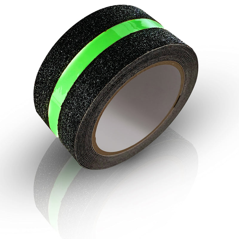 Electrodepot Anti Slip Glow in The Dark Traction Tape 2Inch x 16ft – Heavy Duty Adhesive Grip Non Skid Tape for Stairs Waterproof Safety - Outdoor/Indoor - Neon Strips Walk Black - 1 Pack