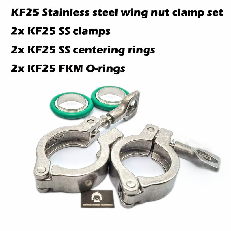 [Australia - AusPower] - Stainless Steel KF25 NW25 Wing nut clamp Sets, Stainless Steel Centering Rings, FKM viton O-Ring (SS KF25 2sets) SST 2 sets 
