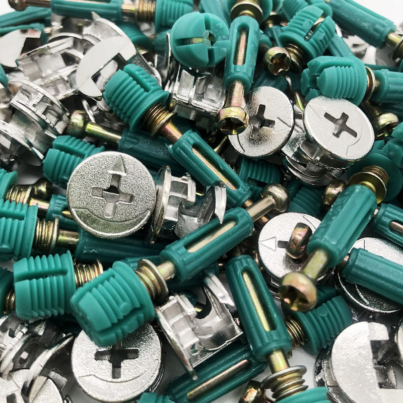 [Australia - AusPower] - 50 Set 3-in-1 Furniture Connecting Hardware Cam Lock Fasteners Kit,Cam Fitting Pre-Inserted Nut and Eccentric Wheel with Dowels Cam Locks for Furniture Crib Cabinet Drawer Wardrobe Splicing 