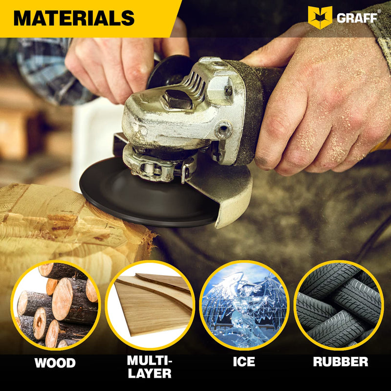 [Australia - AusPower] - GRAFF Premium Wood Carving Disc 4 1/2 Inch for Angle Grinder - Shaping and Grinding Wheel for Wood, Drywall, Chipboard, Plastic - Woodworking Angle Grinder Attachment with 7/8" - 5/8" Arbor Ø 4 ½ Inch Curved Carving Blade 