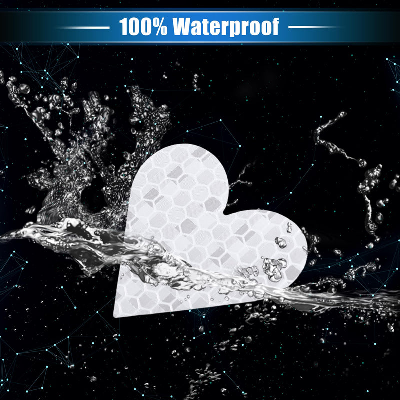 20 Pcs Reflective Stickers, 1.93"x1.73" Heart Shape Safety Tape Reflector Universal for Cars Trucks Trailers Waterproof PET White