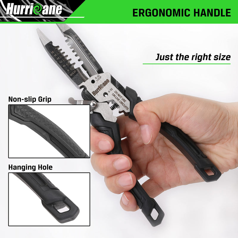 [Australia - AusPower] - HURRICANE 6-in-1 Wire Stripper Tool, Wire Strippers, Crimping Tool, Wire Cutter Stripping Tool, Multifunctional Electrical Pliers for Cable Stripper, Wire Crimper(8-18 AWG Solid, 10-20 AWG Stranded) VX-8WYW-MRM3 