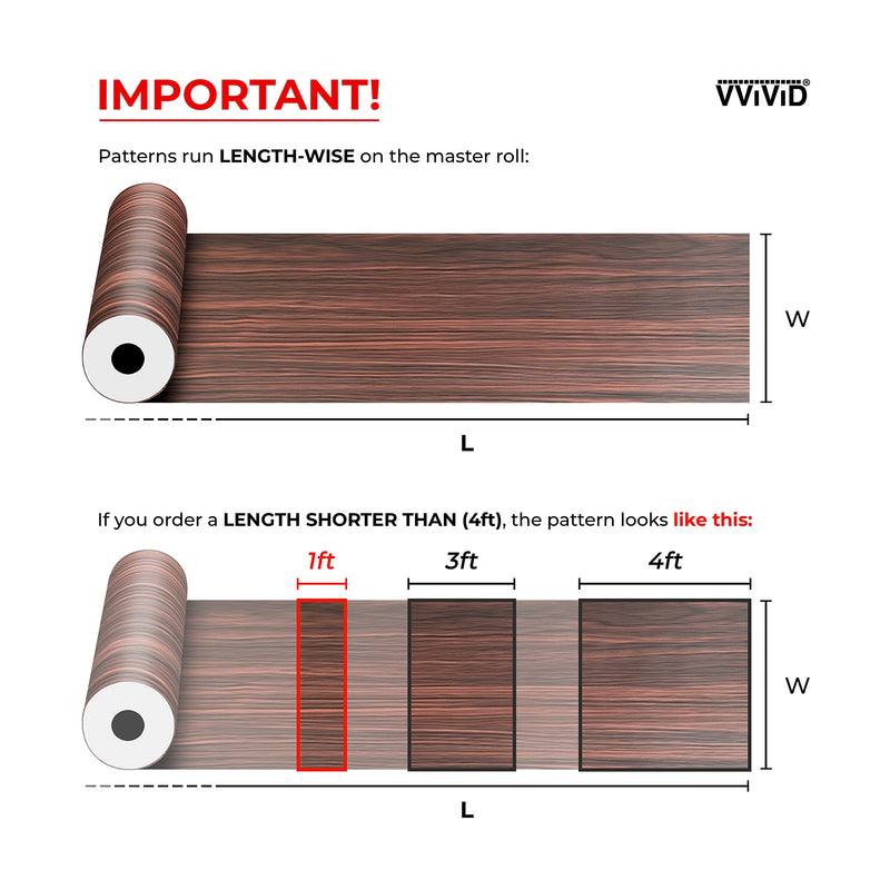 VViViD Black Ash Wood Air-Release Vinyl Adhesive Tape Roll 3” x 25ft 3" x 25ft