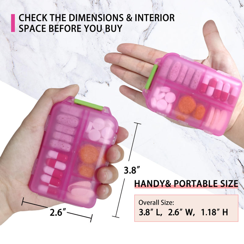 [Australia - AusPower] - Pill Organizer with Medicine Labels Travel Daily Pill Container Mini Medication Organizer Storage Pill Organizer Pill Case 7 Day Pill Organizer(Pink, 161 Lables) Pink Pill Box with Stickers 