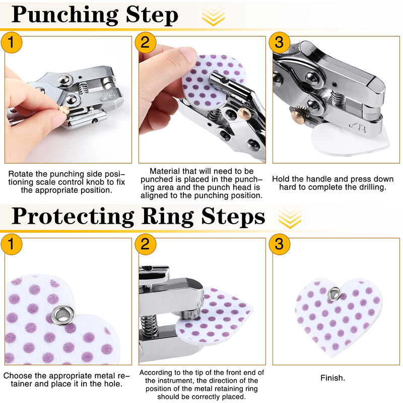 Honoson 3/16 Inch Grommet Tool Kit Eyelet Plier Set Hole Punch Grommet Hand Press Pliers with 200 Pieces of Eyelets for Shoes Clothes Bags(Gold, Silver, Grey, Copper) Gold, Silver, Grey, Copper