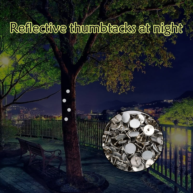 [Australia - AusPower] - 200 PCS Reflective Tacks Trail Marking Tacks Hunting Reflective Tack Metal Mark Trail Reflective Thumb Tree Tacks for Hunting Hiking Accessories 