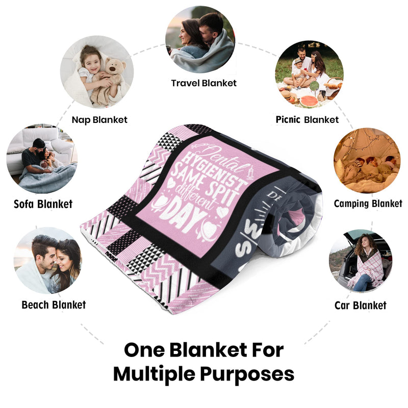 [Australia - AusPower] - Dental Hygienist Gift - Cute Dental Hygienist Gifts for Women - Gifts for Dental Hygienist - Dental Hygienist Appreciation Gifts - Dental Hygienist Birthday Gift Blanket for Women (60"X50") Pink 