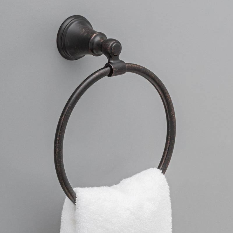 Delta Woodhurst (1-Pack) Hand Towel Holder Venetian Bronze Towel Racks for Bathroom Wall Round Towel Ring Holder for Bath Towel Hanger for Kitchen, Bathroom Accessories 73246-RB 18.111 square inches
